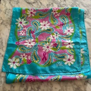 LILLY PULIZTER Silk Scarf Pink Ribbon Breast Cancer Paisley
